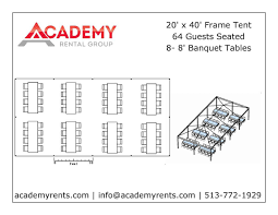 20 40 frame tent 64 guests