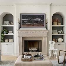 Fireplace Between Bookshelves Design Ideas