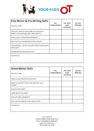 gross motor skill checklist