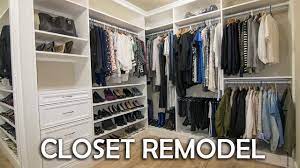 Here shelves make room for shoes and accessories. Walk In Closet Remodel Diy Youtube