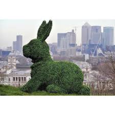 Green Easter Bunny Garden Sculpture
