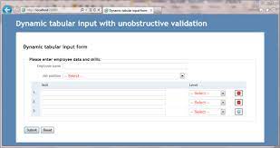 dynamic tabular input with