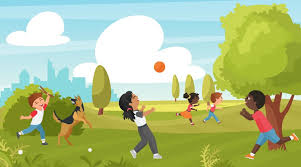 kids playing in park cartoon black and