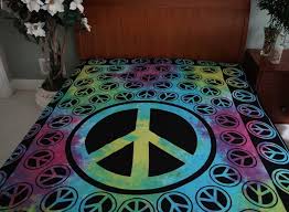 tie dye peace sign bedspread turtle