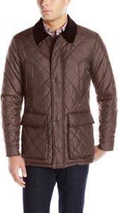 Cole Haan Mens Quilted Nylon Barn Jacket With Corduroy Details Wren Large