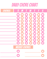 Daily Chore Chart Free Printable Pink Orange The