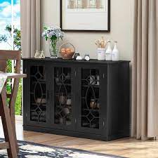 Black Wood Console Table With 6 Shelves