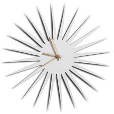 Mcm Starburst Clock White Midcentury