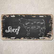 Lp0246 Beef Meat Chart Auto Car License Plate Sign Rust Vintage Home Store Decor Ebay