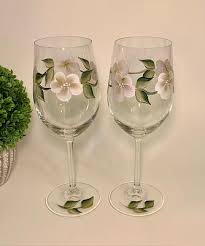 White Gold Flowers Crystal Wine Glasses