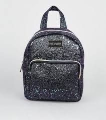 pink vanilla black glitter backpack new
