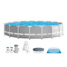 intex 18ft x 48in prism frame above ground swimming pool set with pump