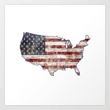 Usa Map American Flag Distressed Rustic