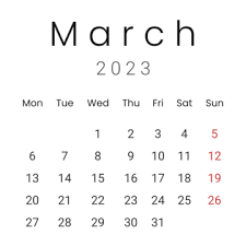 march 2023 calendar png transpa