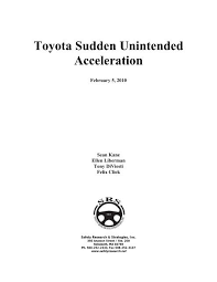 toyota sudden unintended acceleration