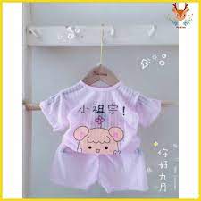 Mua Thời trang quần áo trẻ em cao cấp đồ bộ cộc tay cotton giấy cho bé trai  bé gái từ 5 - 15 kg giá rẻ nhất