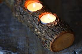 Full Log Branch Wood Tealight Candle