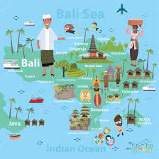 bali indonesia map and travel stock