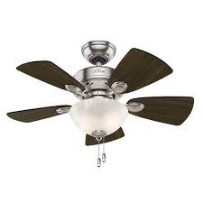 Hunter Watson 34 In Indoor Brushed Nickel Ceiling Fan With Light Kit 52092 The Home Depot