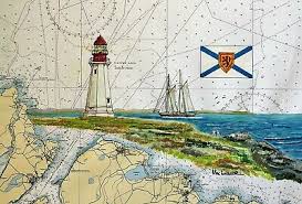 Low Point Lighthouse Nautical Chart Art Print Painting Light Nova Scotia Gift Ebay