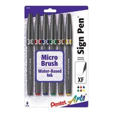 Pentel Sign Pen Micro Brush Set Of 6