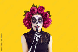 woman with sugar skull makeup and