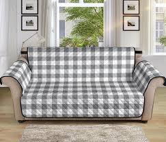Buffalo Plaid Sofa Slipcover Gray And
