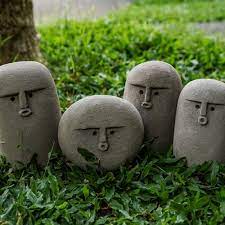 Funny Face Stone Stone Face Figurine