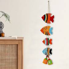 Multicolor Wood Fish Wall Hangings For