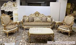 Indian Classic Gold Leaf Sofa Set For