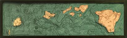 Hawaiian Islands All Of Them 3d Wood Maps Bella Maps