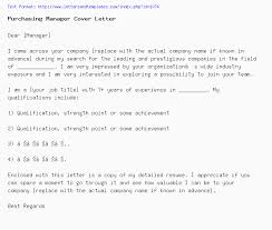 Purchasing Manager Cover Letter Job Application Letter