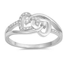 Sac Silver White Cz Interlocking Infinity Heart Promise Sterling