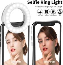 Clip On Phone Camera Led Light Rechargeable Adjustable Brightness Selfie Circle Light For Iphone X Xr
