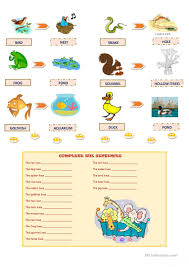 Animals And Their Homes English Esl Worksheets