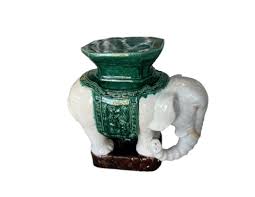 Vintage Ceramic Green Elephant Garden