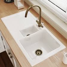 1 5 bowl white ceramic kitchen sink