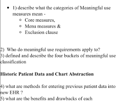 Solved 1 Describe What The Categories Of Meaningful Use