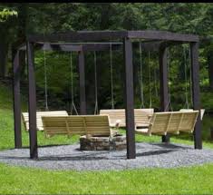 Create a unique outdoor fire pit space with this fire pit insert kit. Outdoor Swing Set With Fire Pit Modern Furniture Images