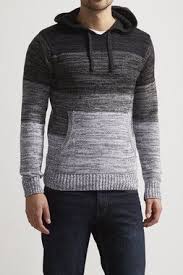 Mixed Ombre Stripe Hood Retrofit Sweaters Cardigans