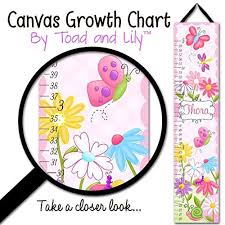 Canvas Growth Chart Fun Little Bugs Garden Flowers Girls
