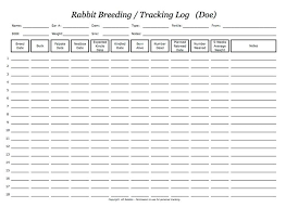 Rabbit Breeding Schedule Printable Doe Record Rabbit