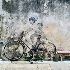 Penang Street Art Kids On Bicycle