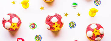 Super mario bros party ideas with a creative food table with toad's tostitos, coins, fire and ice, pirhana plants, star. Mario Kart Cupcakes Ever After In The Woods
