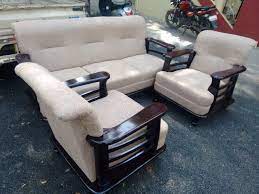 5 seater wooden fabric sofa set free