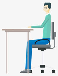 sitting at desk posture png image
