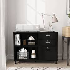 3 drawer wood black filing cabinets