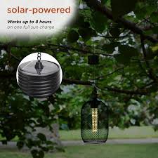 Alpine Corporation Hanging Solar Outdoor Lantern 12 Inch Light Black