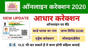 The government of india issues aadhar card after taking the finger prints and iris scan of people. Online Aadhaar Card Correction Change Date Of Birth Name Address Csc Vle Society