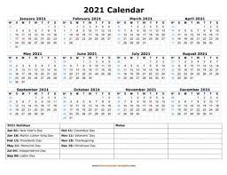 Free, easy to print pdf version of 2021 calendar in various formats. Printable Yearly Calendar 2021 Free Calendar Template Com